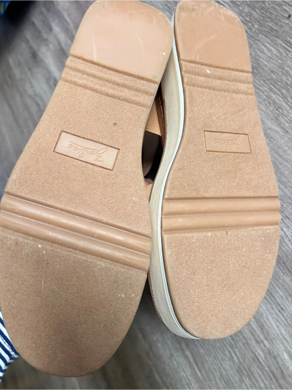 Zodiac Platform Sandal in Tan and Cream with Elastic Ankle Strapping new
